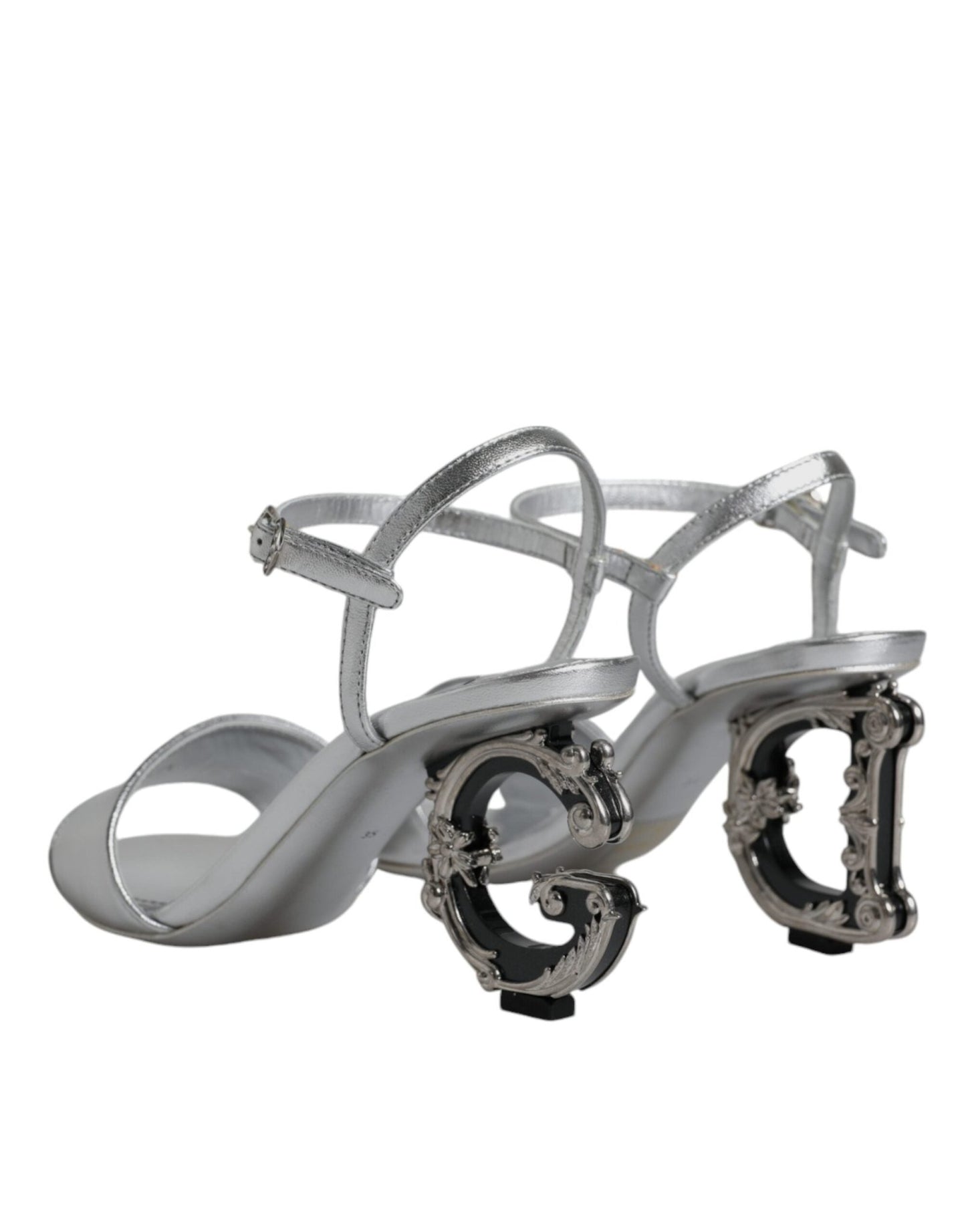 Dolce & Gabbana Silver KEIRA Heels Ankle Strap Sandals Shoes - SMARTMARTNZ