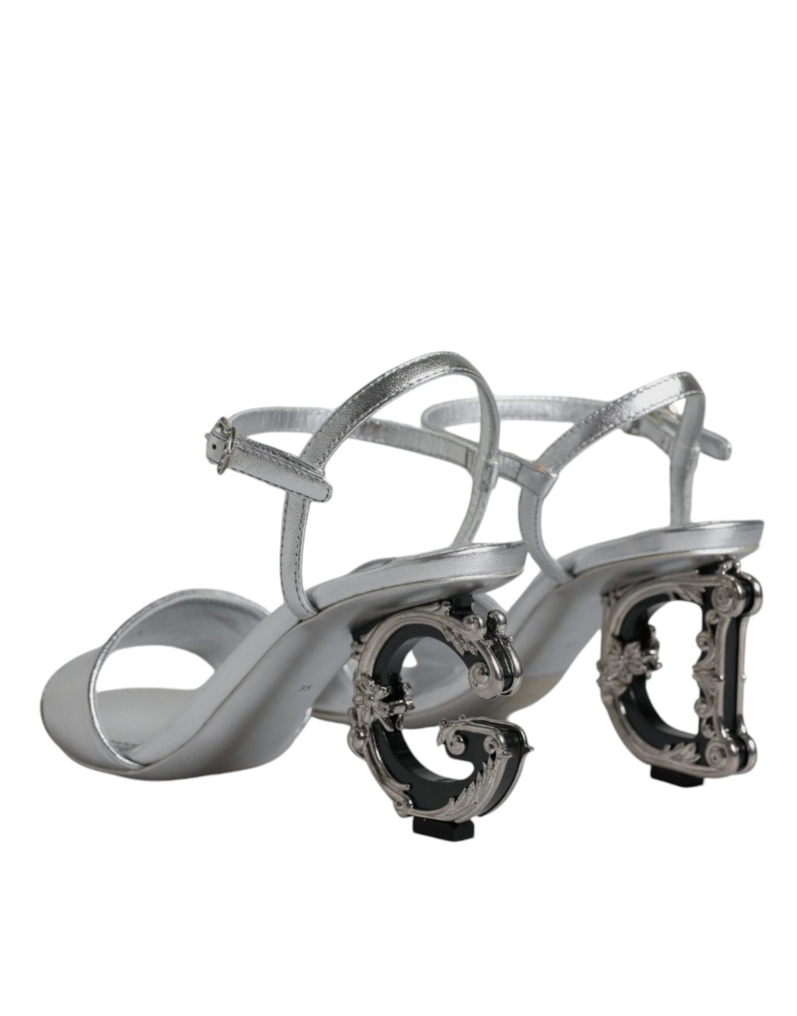 Dolce & Gabbana Silver KEIRA Heels Ankle Strap Sandals Shoes - SMARTMARTNZ