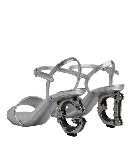 Dolce & Gabbana Silver KEIRA Heels Ankle Strap Sandals Shoes - SMARTMARTNZ