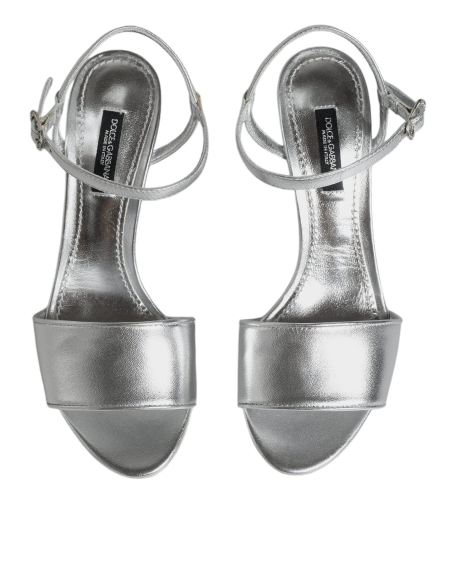 Dolce & Gabbana Silver KEIRA Heels Ankle Strap Sandals Shoes - SMARTMARTNZ