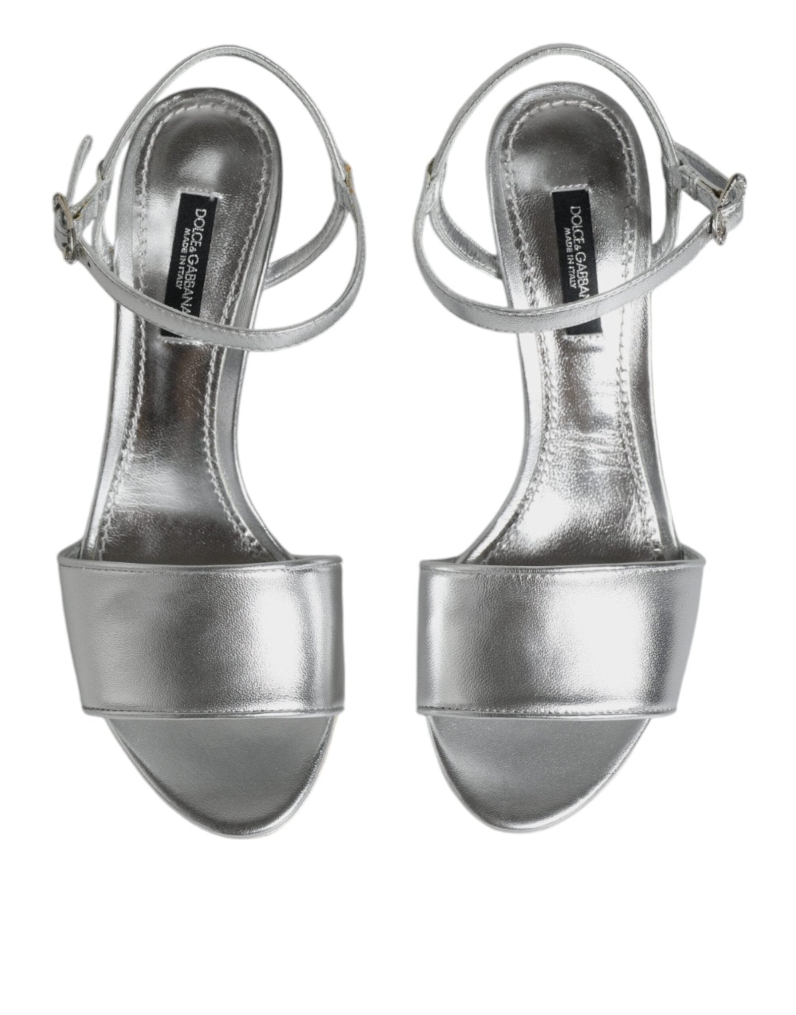 Dolce & Gabbana Silver KEIRA Heels Ankle Strap Sandals Shoes - SMARTMARTNZ