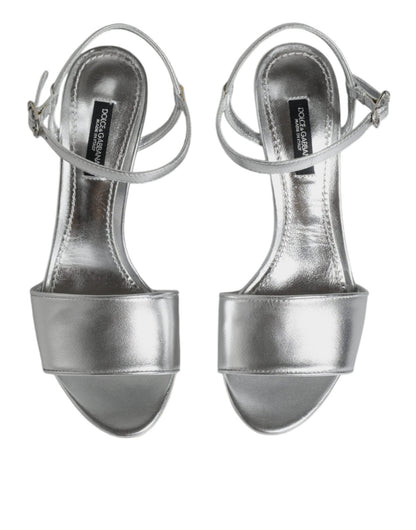 Dolce & Gabbana Silver KEIRA Heels Ankle Strap Sandals Shoes - SMARTMARTNZ