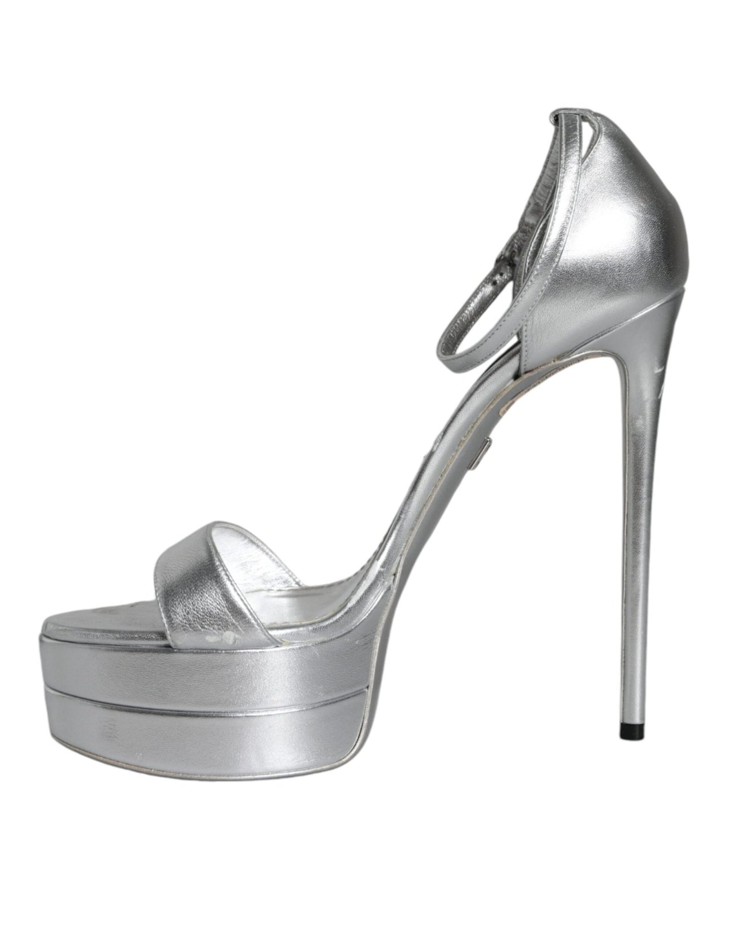 Dolce & Gabbana Silver KEIRA Heels Ankle Strap Sandals Shoes - SMARTMARTNZ