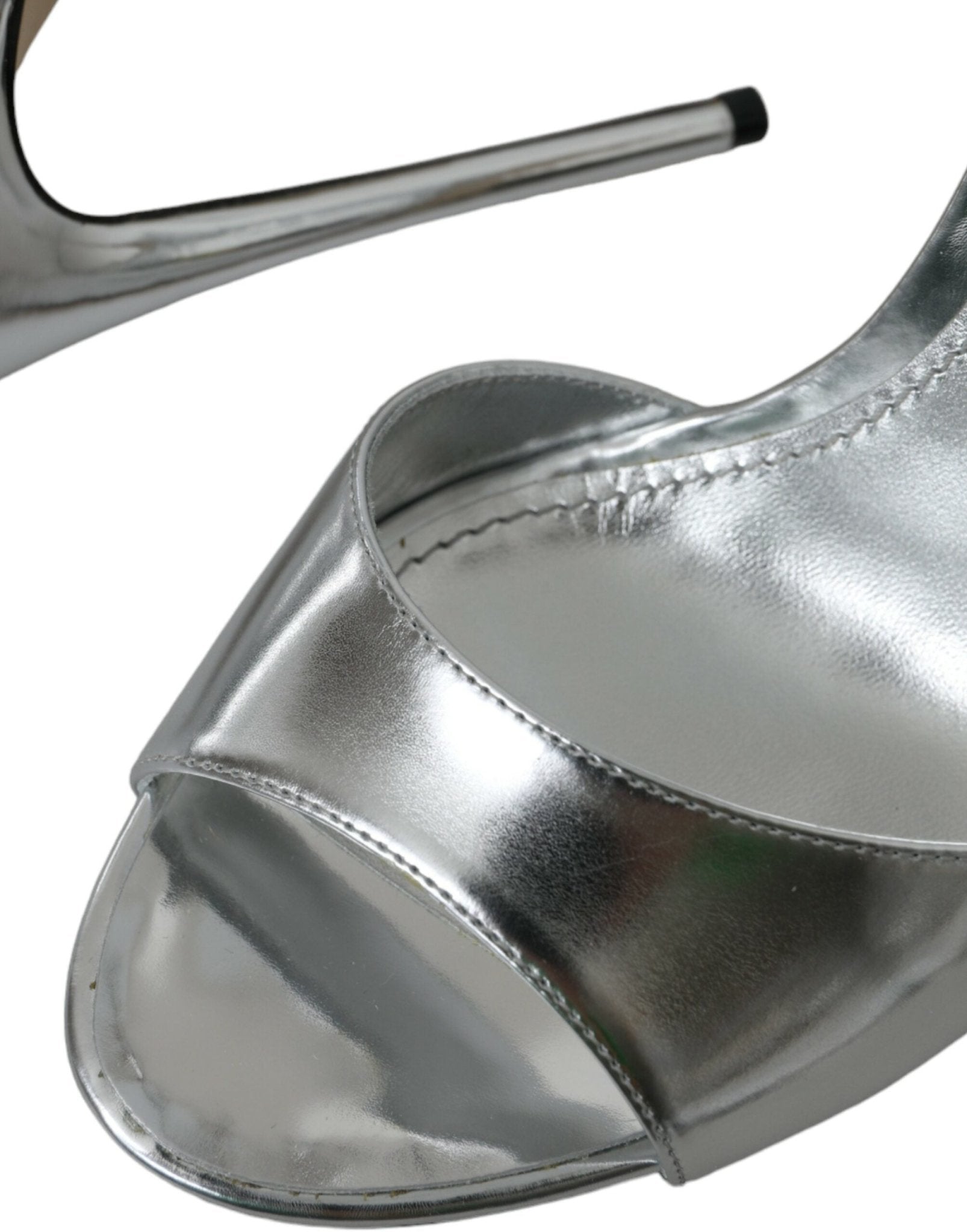 Dolce & Gabbana Silver KEIRA Leather Heels Sandals Shoes - SMARTMARTNZ
