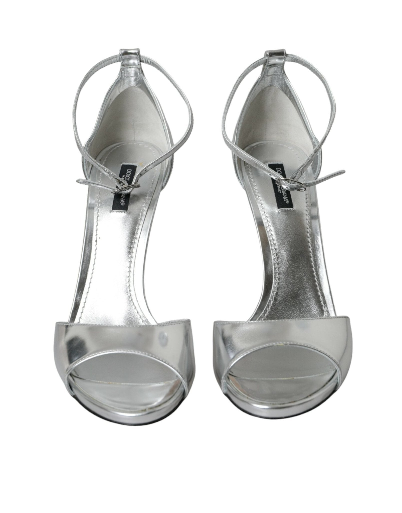 Dolce & Gabbana Silver KEIRA Leather Heels Sandals Shoes - SMARTMARTNZ