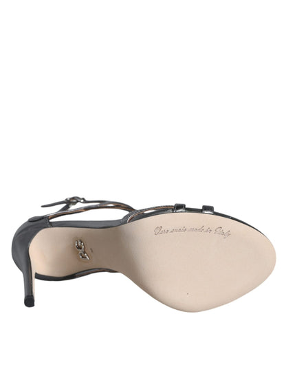 Dolce & Gabbana Silver Keira Leather Heels Sandals Shoes - SMARTMARTNZ