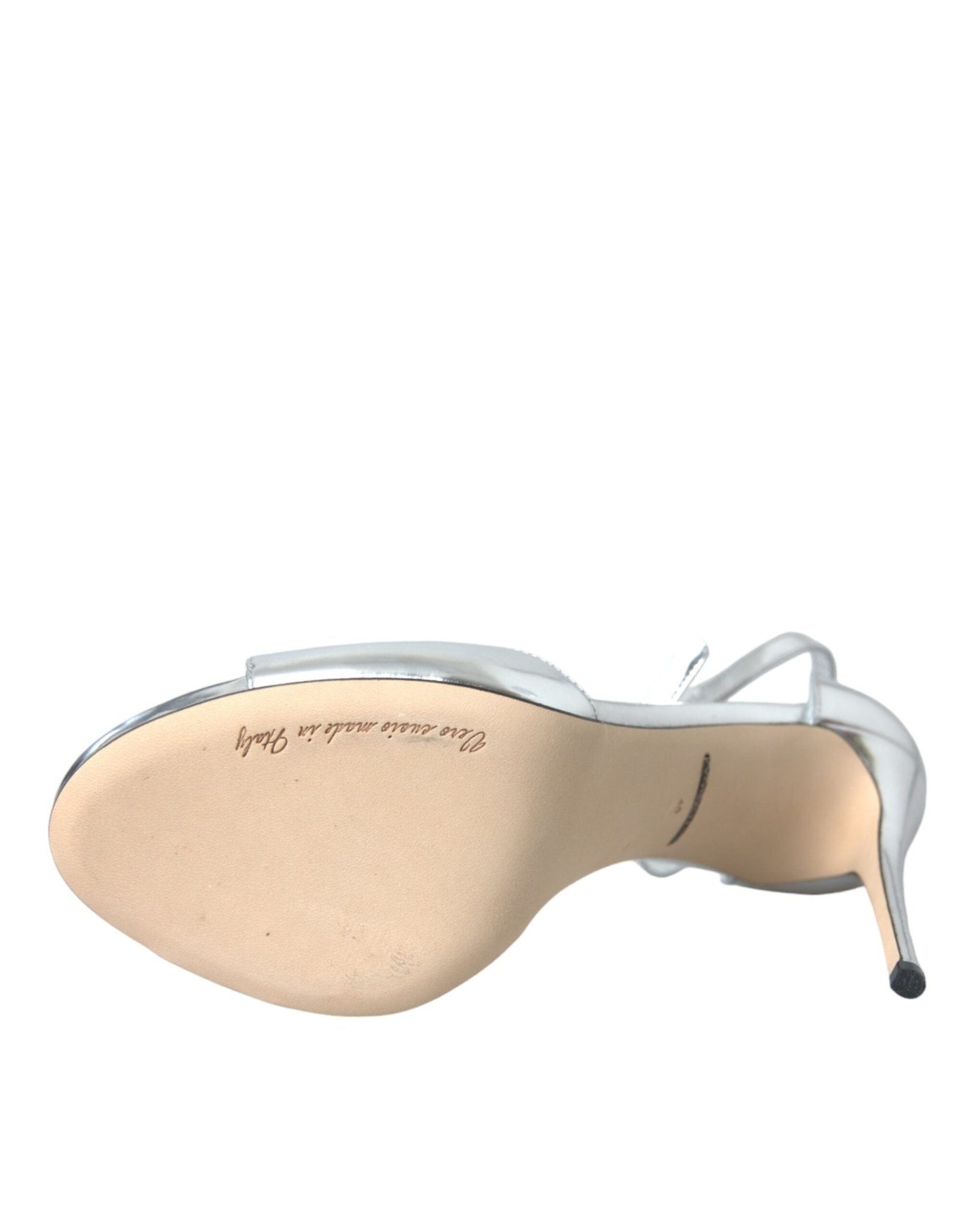 Dolce & Gabbana Silver KEIRA Leather Heels Sandals Shoes - SMARTMARTNZ
