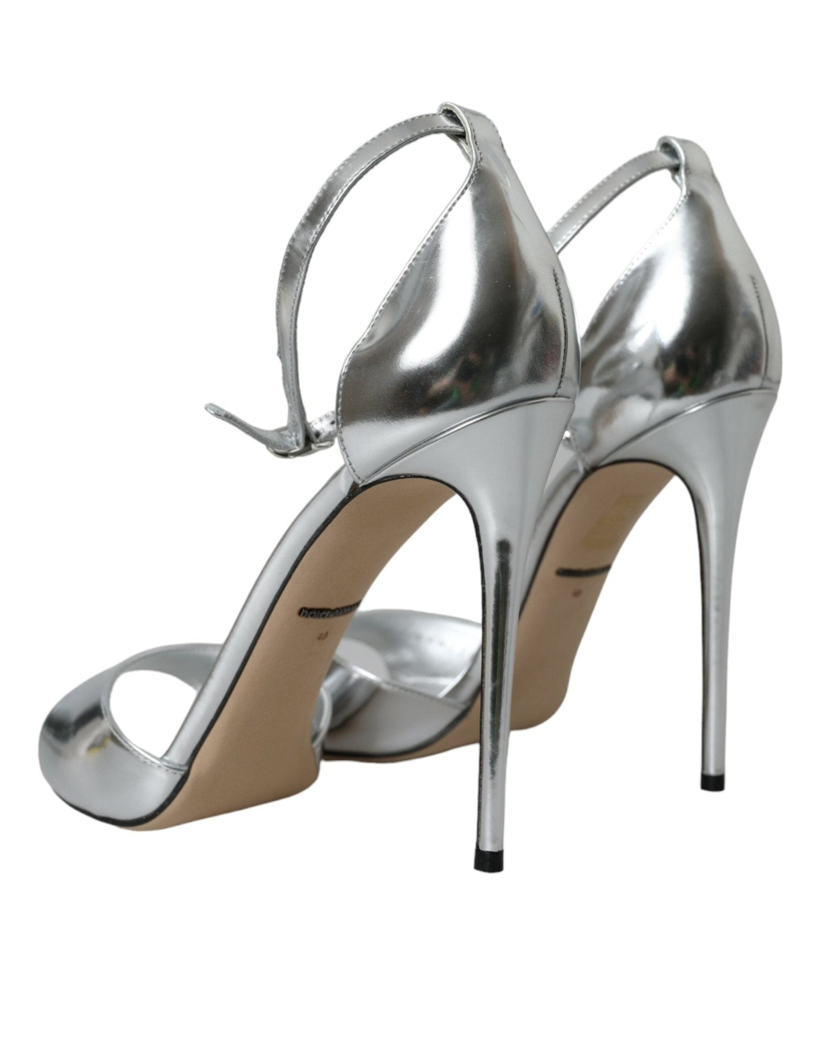 Dolce & Gabbana Silver KEIRA Leather Heels Sandals Shoes - SMARTMARTNZ