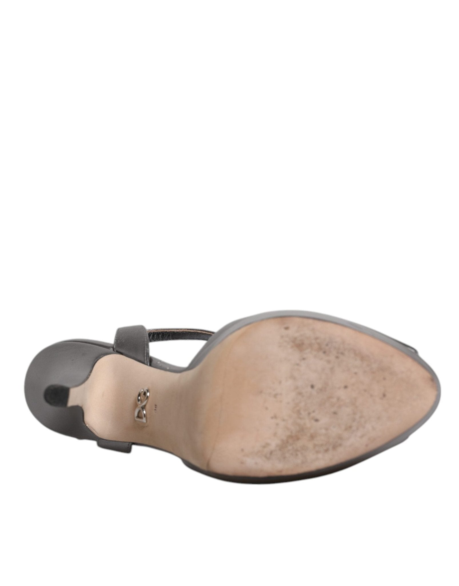 Dolce & Gabbana Silver Leather Platform Heels Sandals Shoes - SMARTMARTNZ