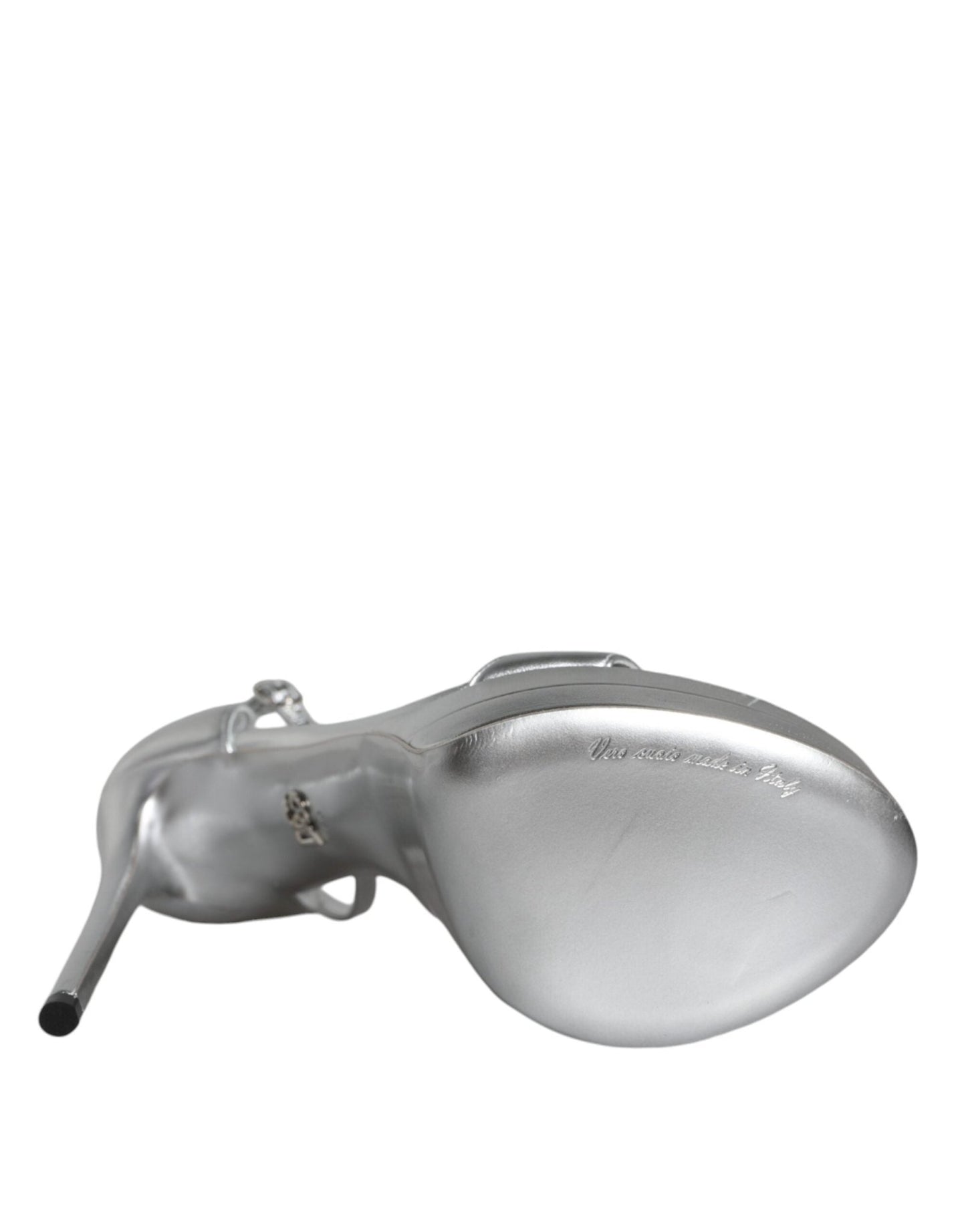 Dolce & Gabbana Silver Leather Platform Keira Sandals Shoes - SMARTMARTNZ