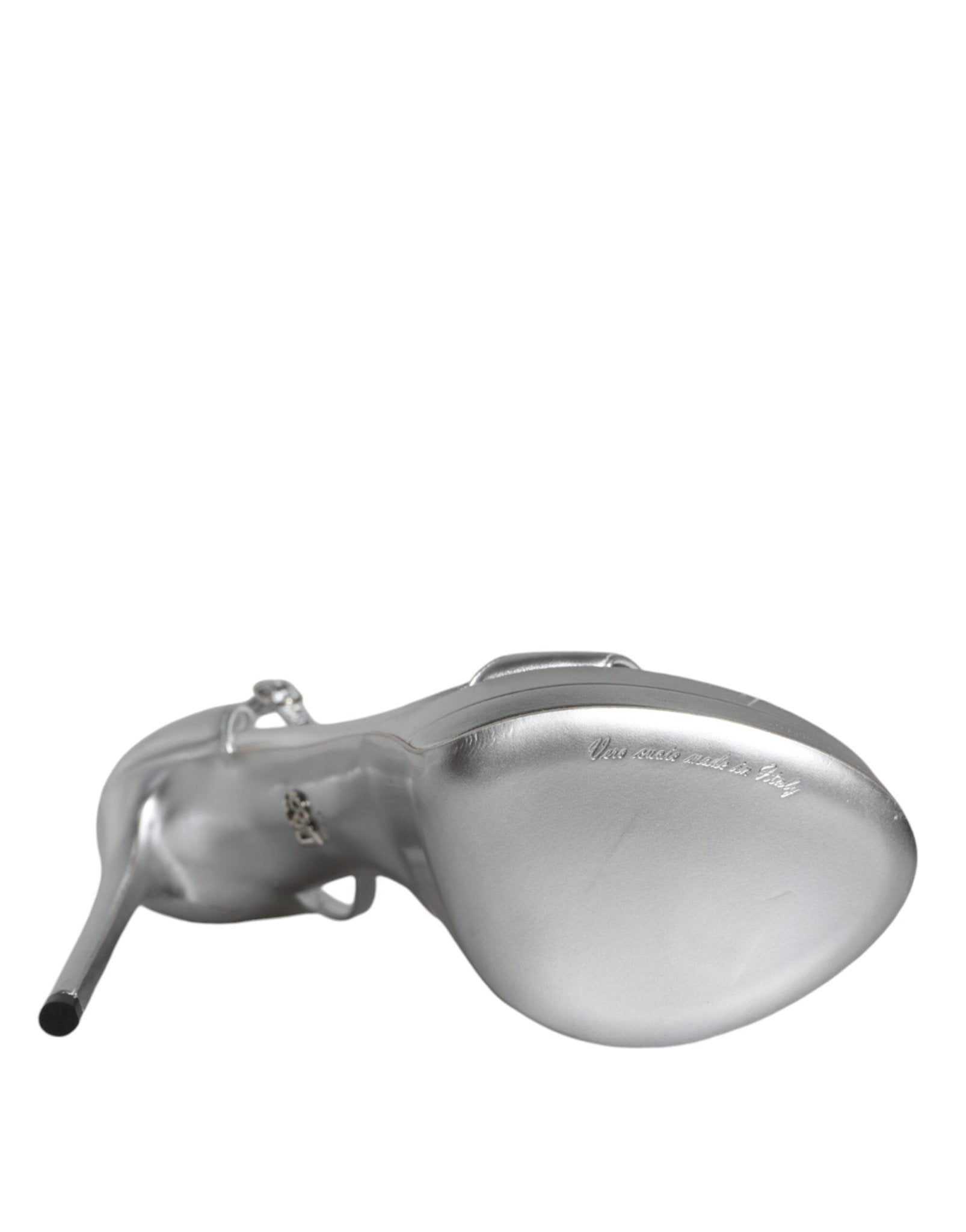 Dolce & Gabbana Silver Leather Platform Keira Sandals Shoes - SMARTMARTNZ