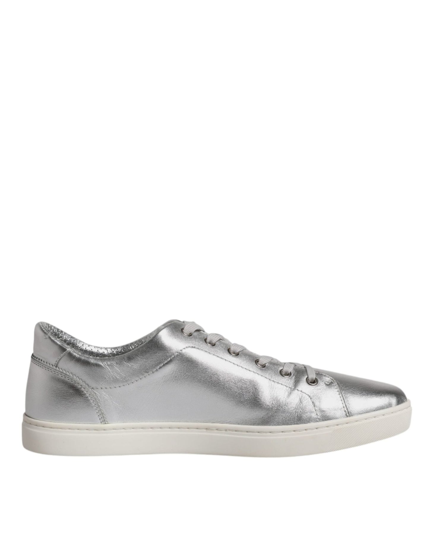 Dolce & Gabbana Silver London Low Top Leather Sneakers Shoes - SMARTMARTNZ