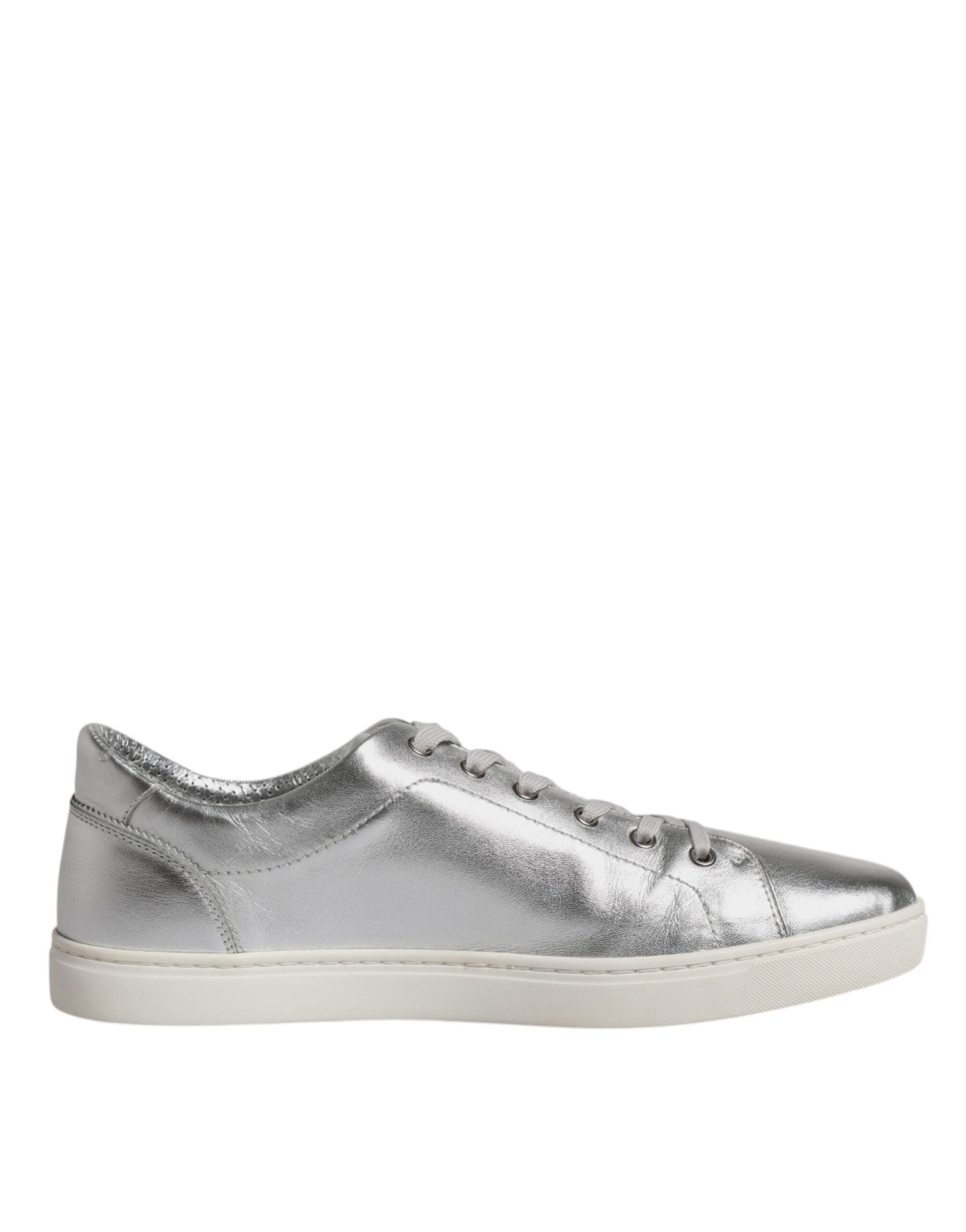 Dolce & Gabbana Silver London Low Top Leather Sneakers Shoes - SMARTMARTNZ