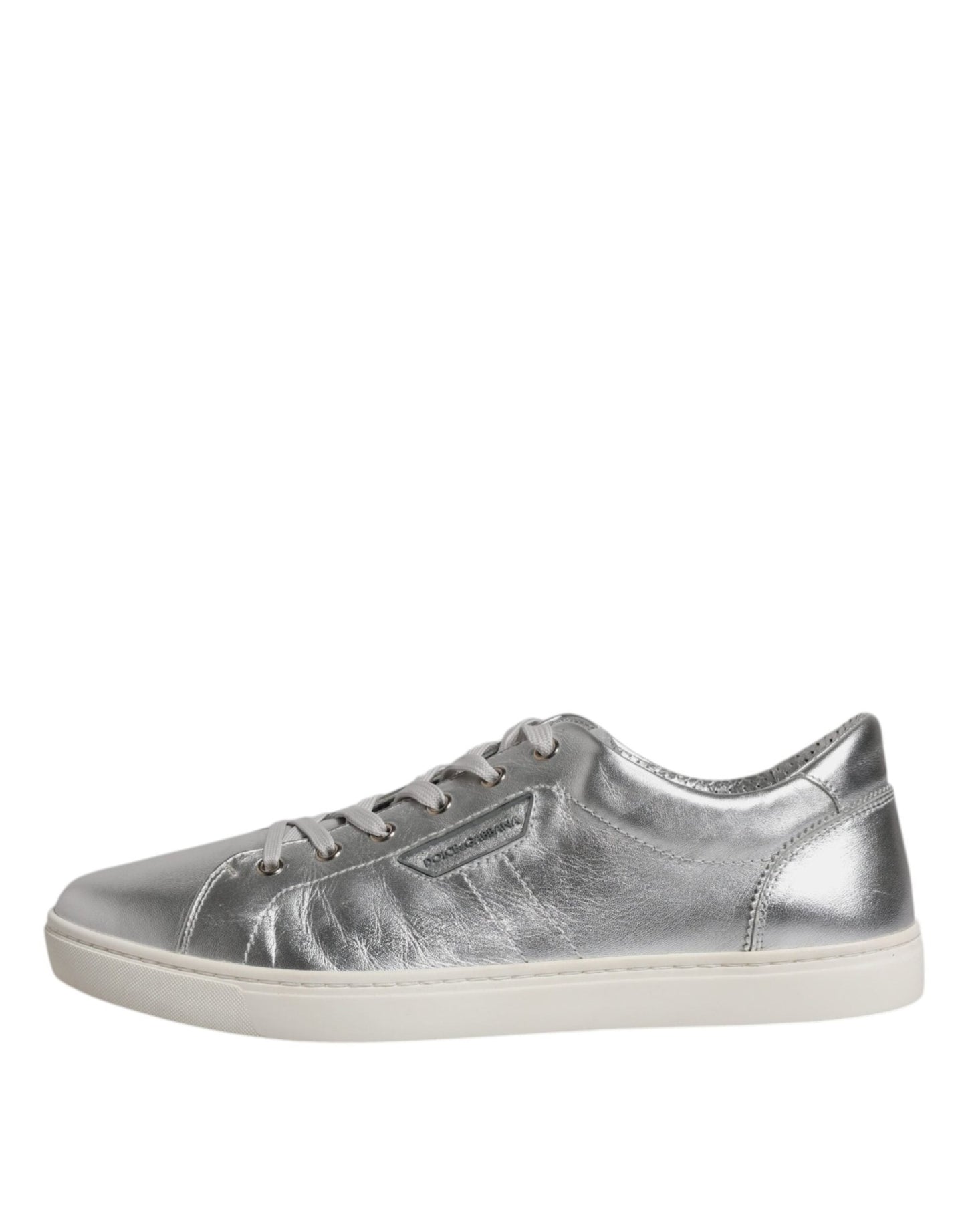 Dolce & Gabbana Silver London Low Top Leather Sneakers Shoes - SMARTMARTNZ