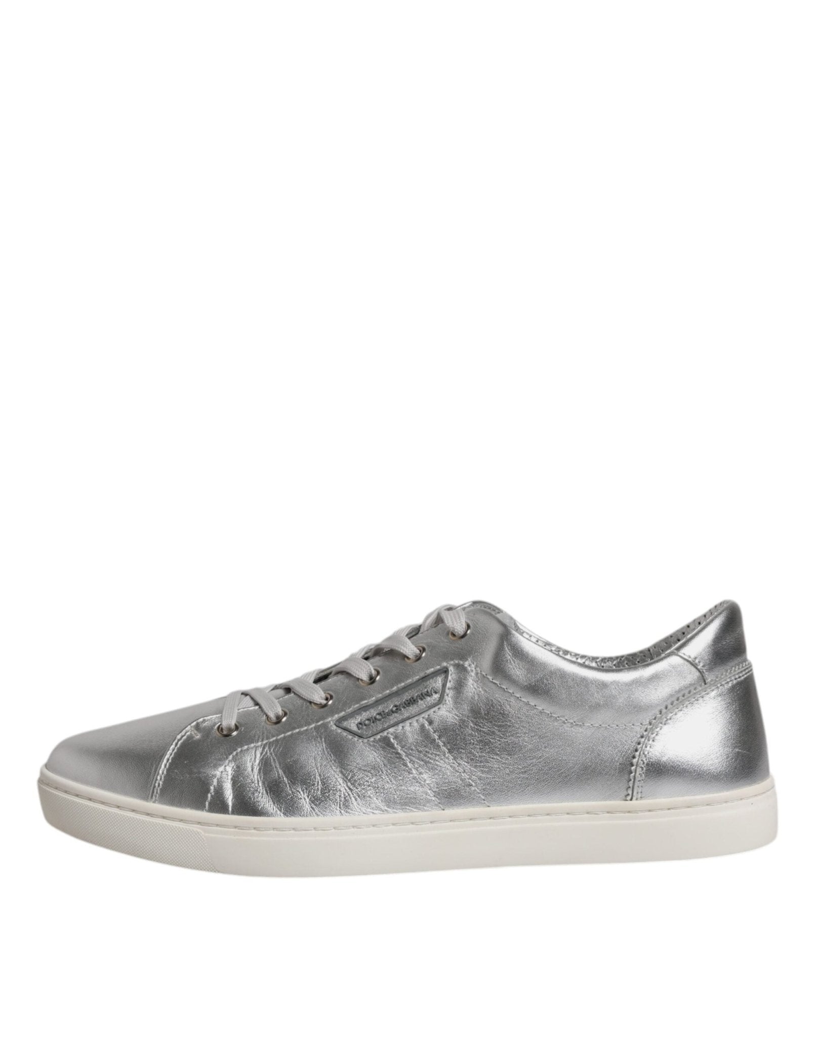 Dolce & Gabbana Silver London Low Top Leather Sneakers Shoes - SMARTMARTNZ