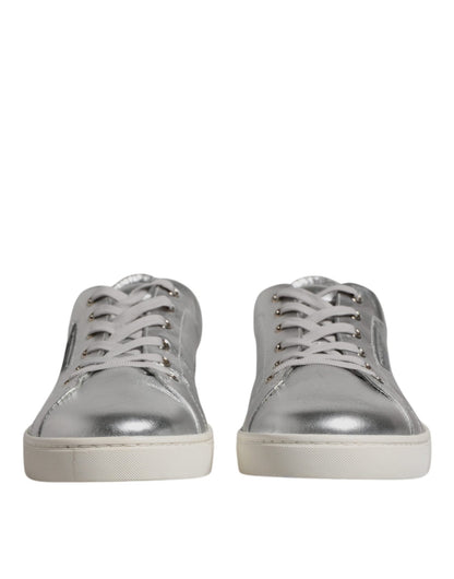 Dolce & Gabbana Silver London Low Top Leather Sneakers Shoes - SMARTMARTNZ