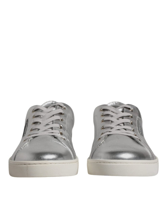 Dolce & Gabbana Silver London Low Top Leather Sneakers Shoes - SMARTMARTNZ