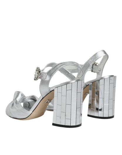 Dolce & Gabbana Silver Mirror Heels KEIRA Sandals Shoes - SMARTMARTNZ