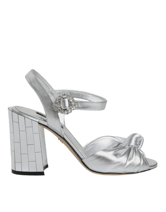 Dolce & Gabbana Silver Mirror Heels KEIRA Sandals Shoes - SMARTMARTNZ
