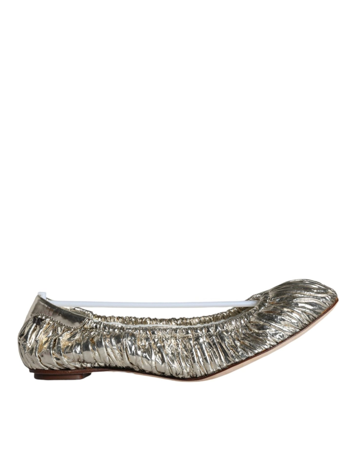 Dolce & Gabbana Silver Patent Leather Scrunch Ballet Flats Shoes - SMARTMARTNZ