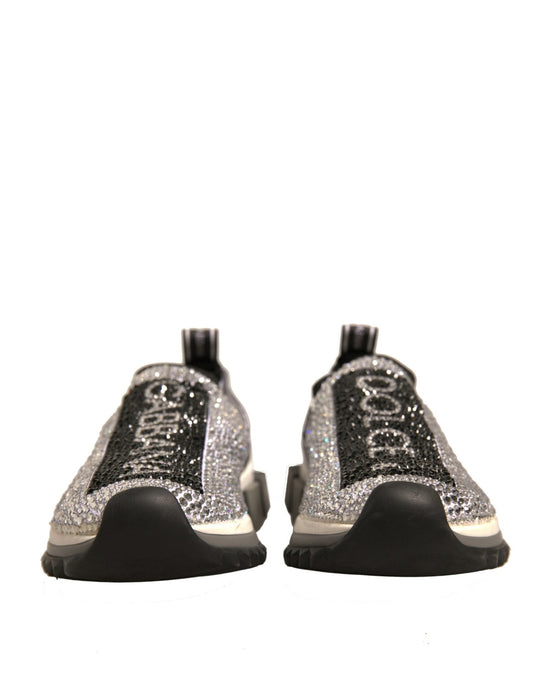Dolce & Gabbana Silver Rhinestones Sorrento Sneakers Shoes - SMARTMARTNZ