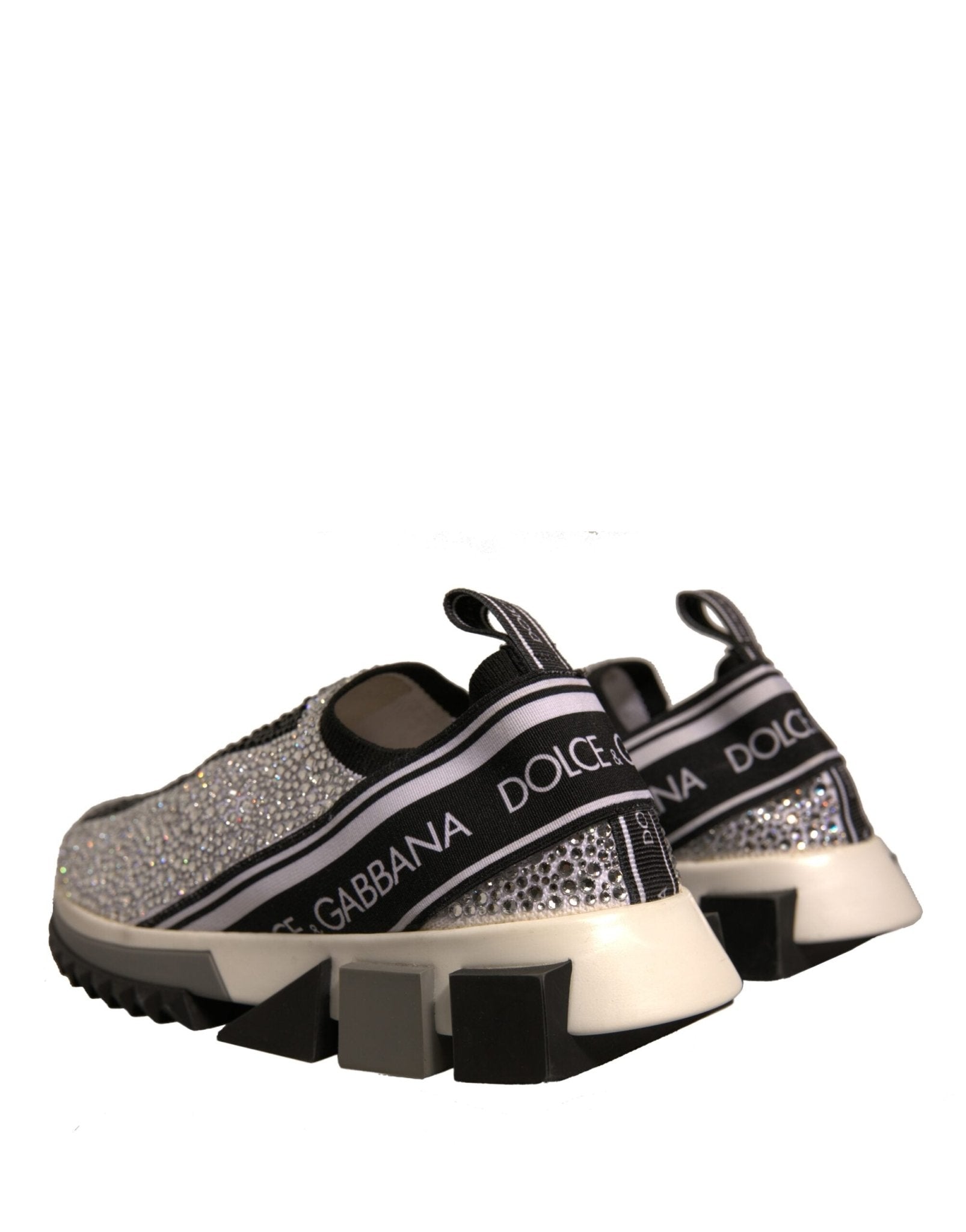 Dolce & Gabbana Silver Rhinestones Sorrento Sneakers Shoes - SMARTMARTNZ