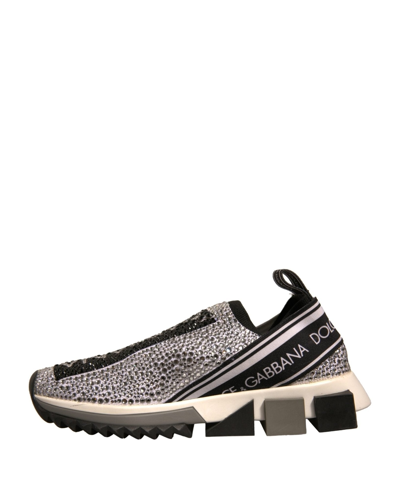 Dolce & Gabbana Silver Rhinestones Sorrento Sneakers Shoes - SMARTMARTNZ
