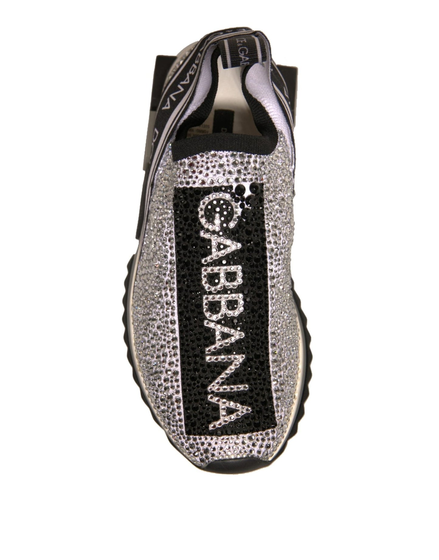 Dolce & Gabbana Silver Rhinestones Sorrento Sneakers Shoes - SMARTMARTNZ