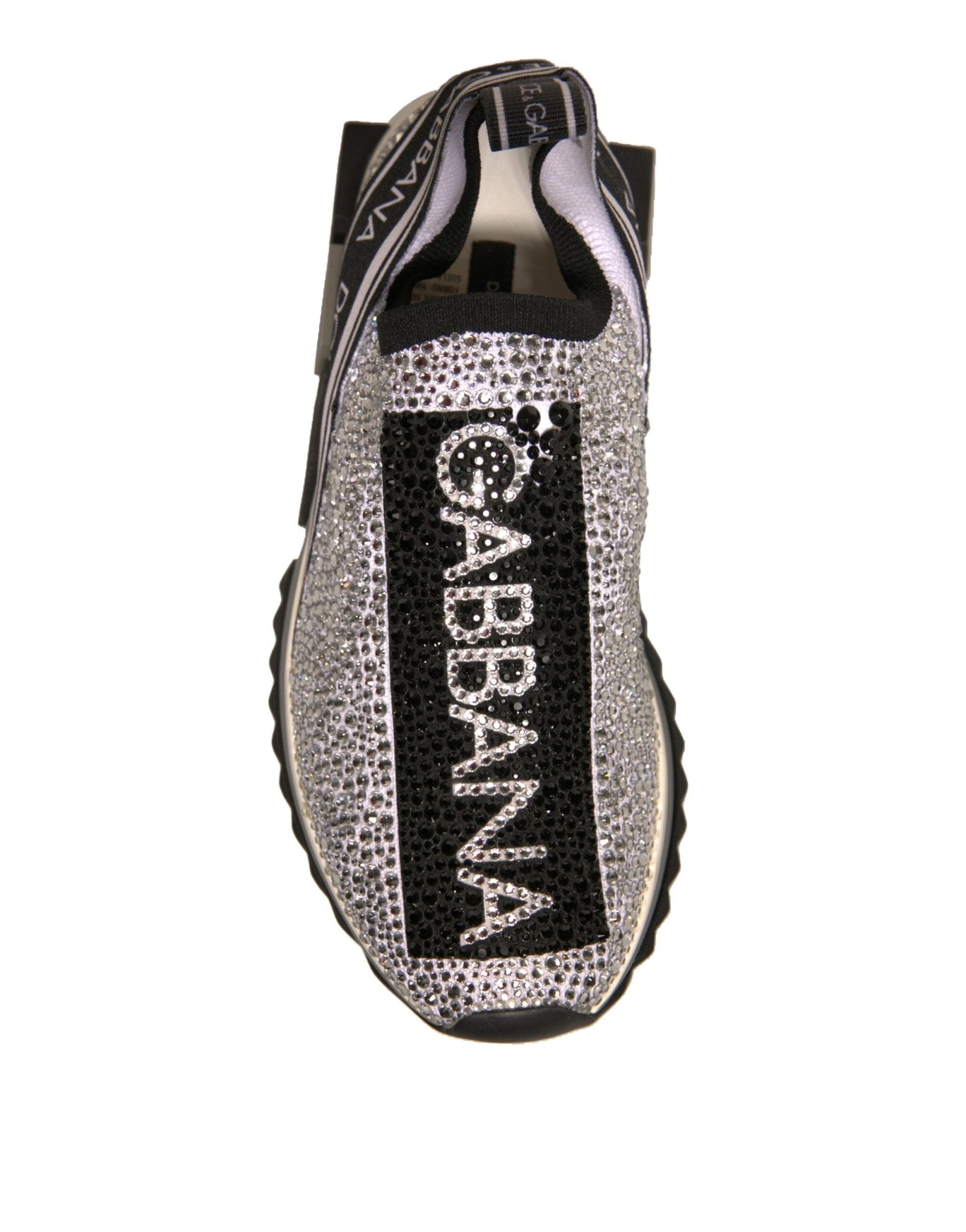 Dolce & Gabbana Silver Rhinestones Sorrento Sneakers Shoes - SMARTMARTNZ