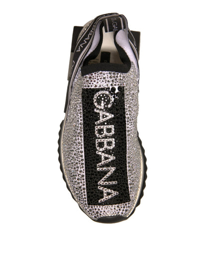 Dolce & Gabbana Silver Rhinestones Sorrento Sneakers Shoes - SMARTMARTNZ