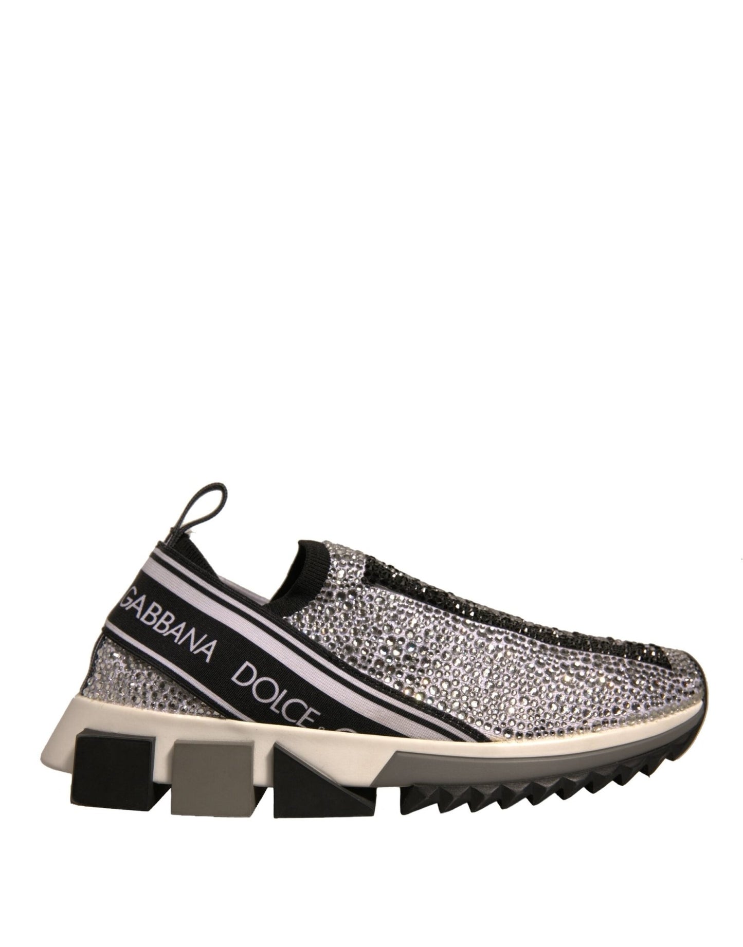 Dolce & Gabbana Silver Rhinestones Sorrento Sneakers Shoes - SMARTMARTNZ