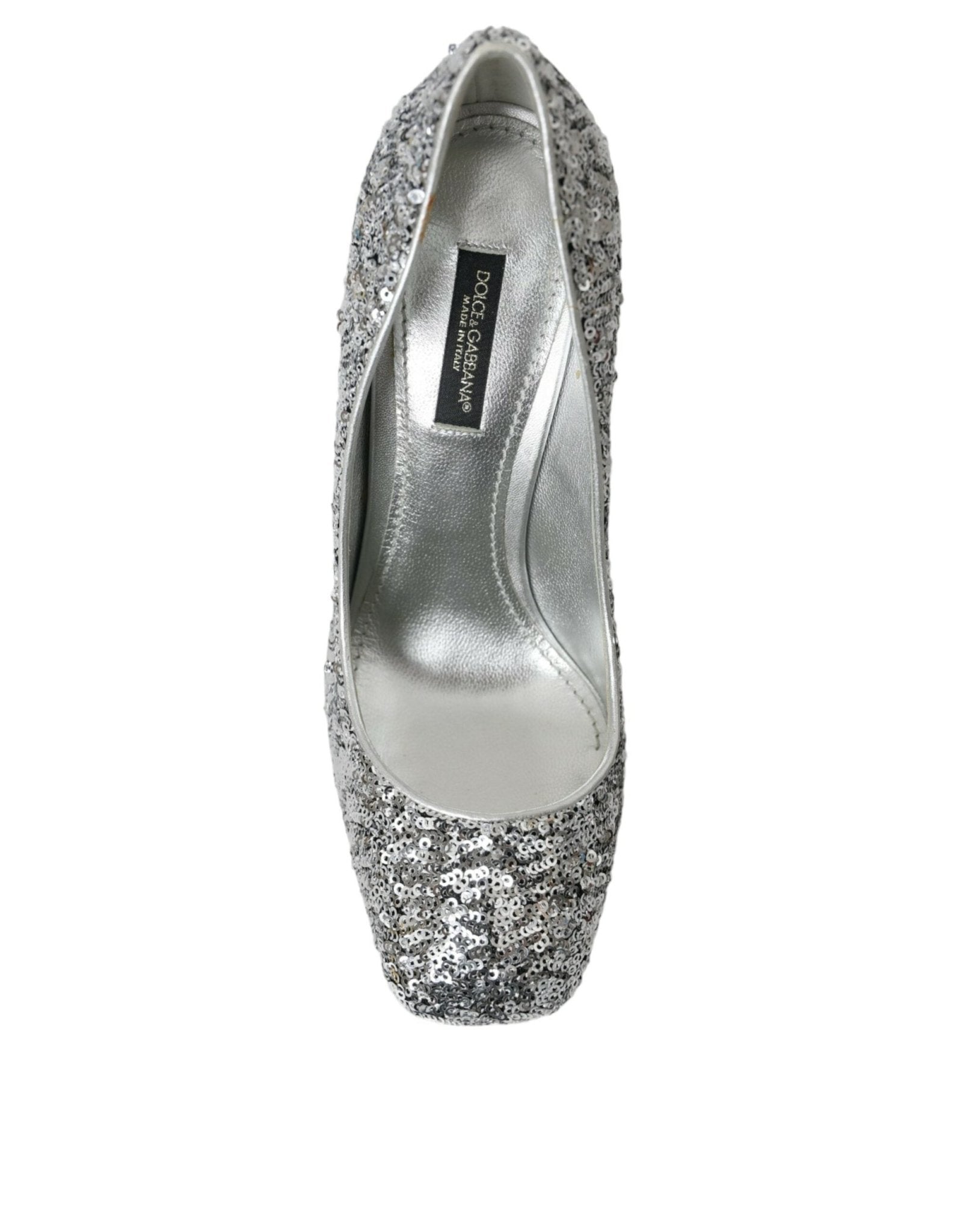 Dolce & Gabbana Silver Sequin Embellished Heels Pumps Shoes - SMARTMARTNZ
