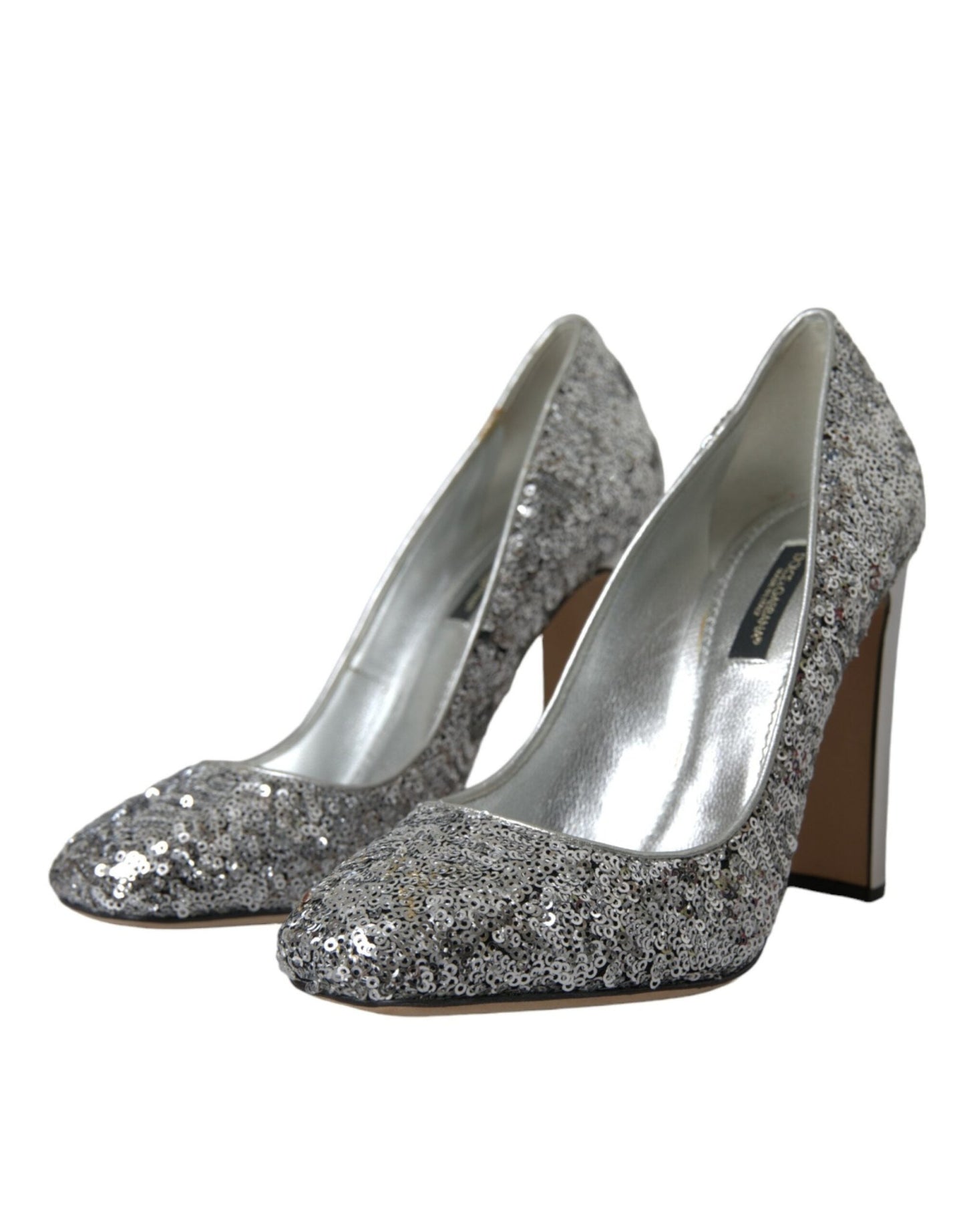 Dolce & Gabbana Silver Sequin Embellished Heels Pumps Shoes - SMARTMARTNZ