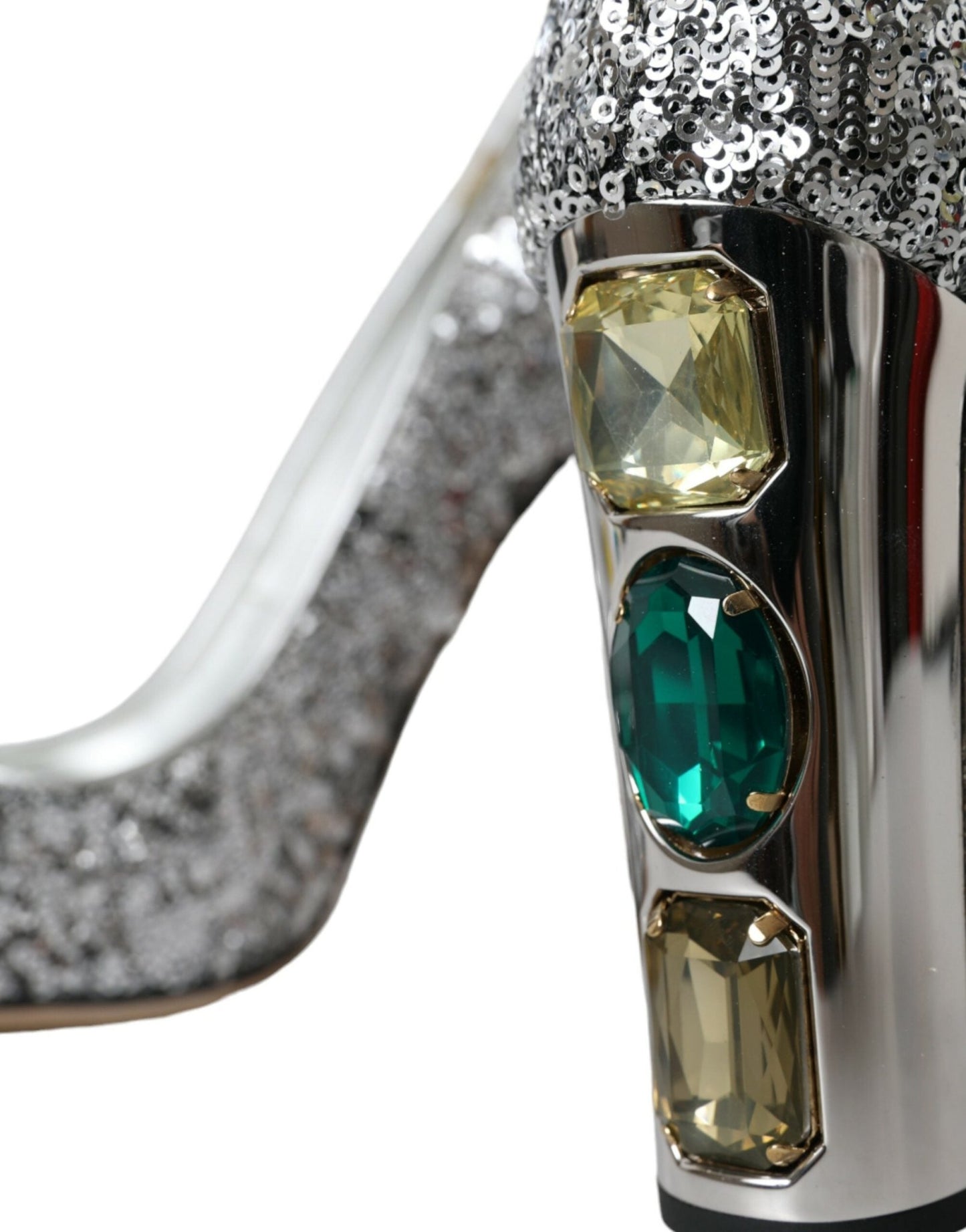 Dolce & Gabbana Silver Sequin Embellished Heels Pumps Shoes - SMARTMARTNZ