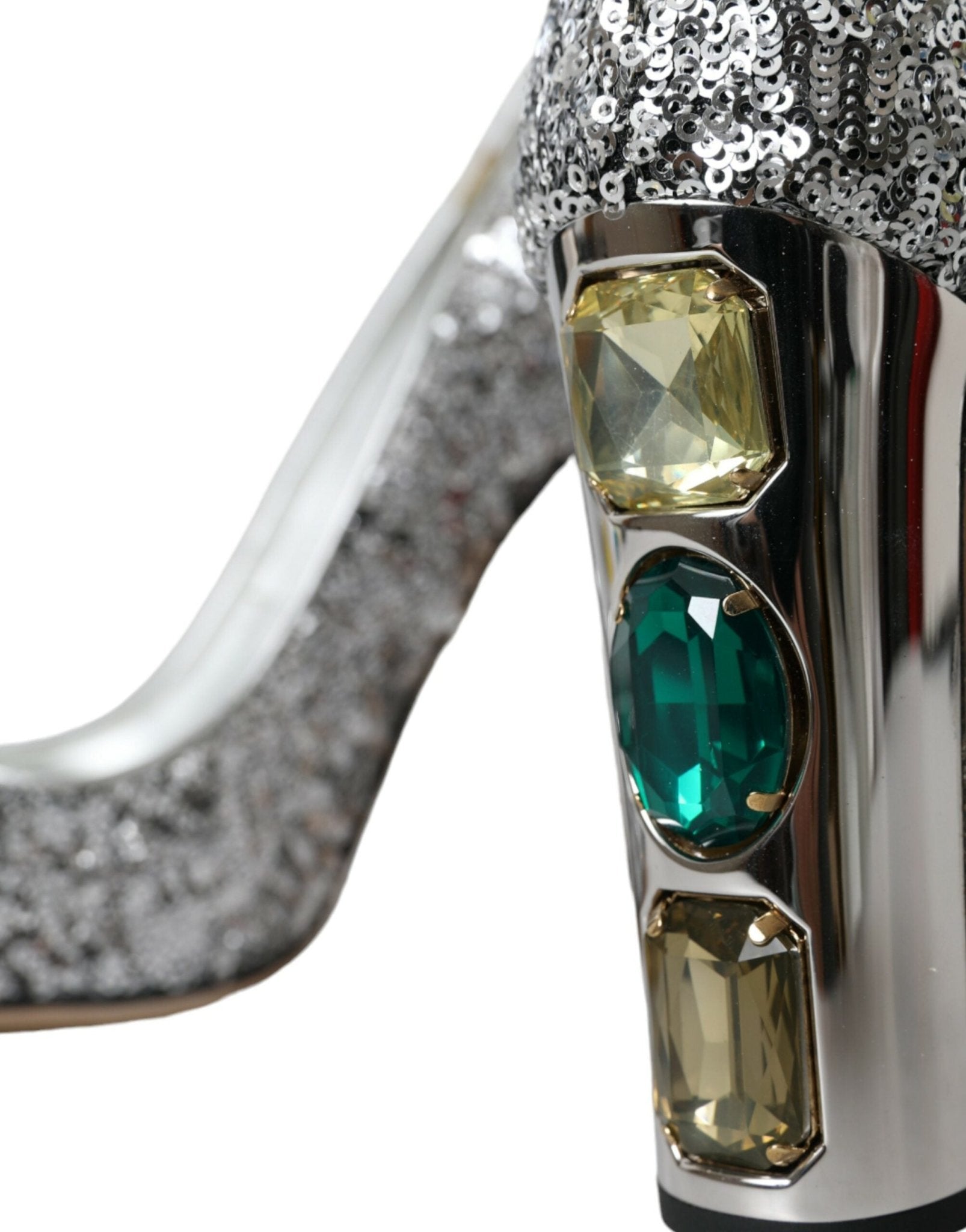 Dolce & Gabbana Silver Sequin Embellished Heels Pumps Shoes - SMARTMARTNZ