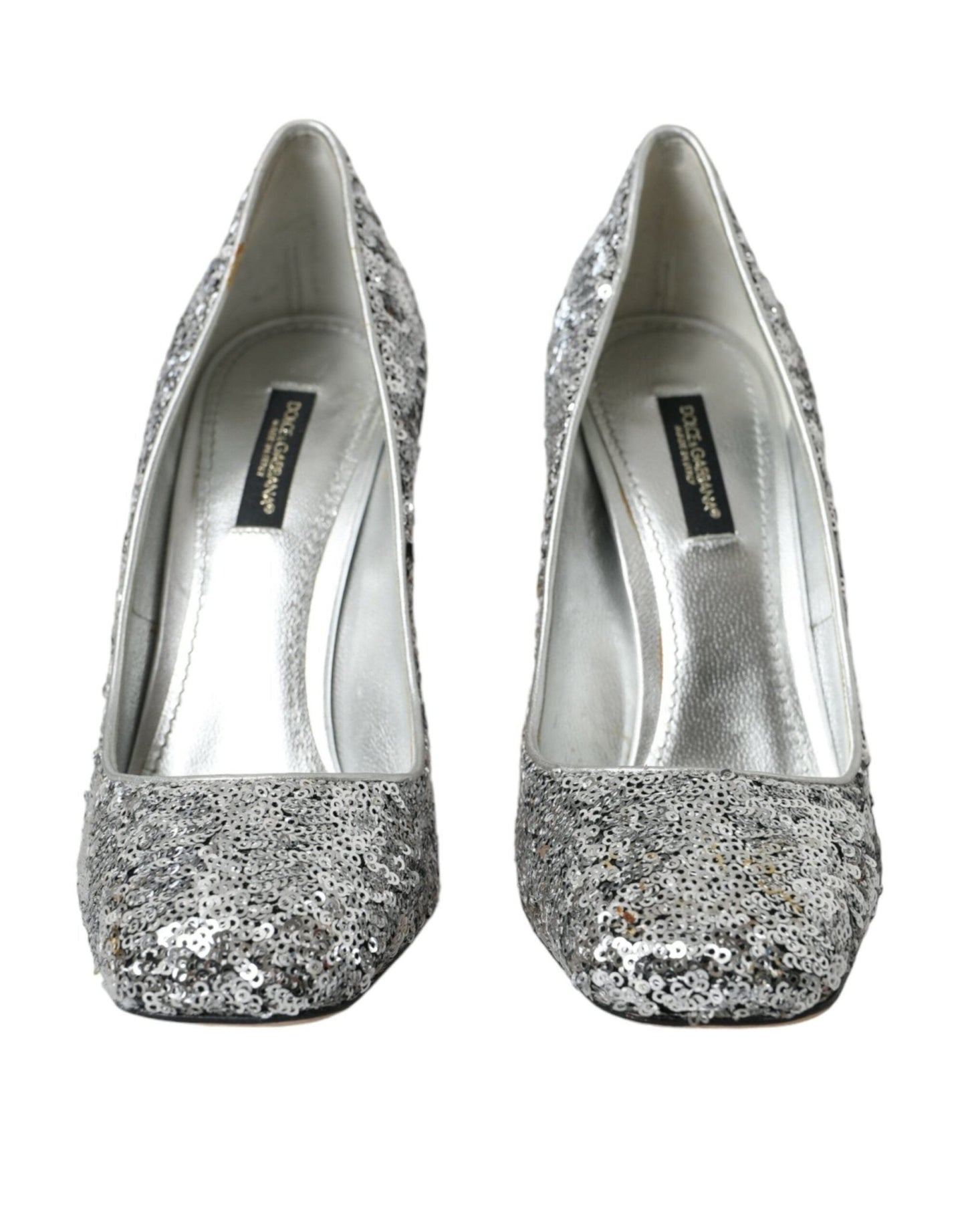 Dolce & Gabbana Silver Sequin Embellished Heels Pumps Shoes - SMARTMARTNZ