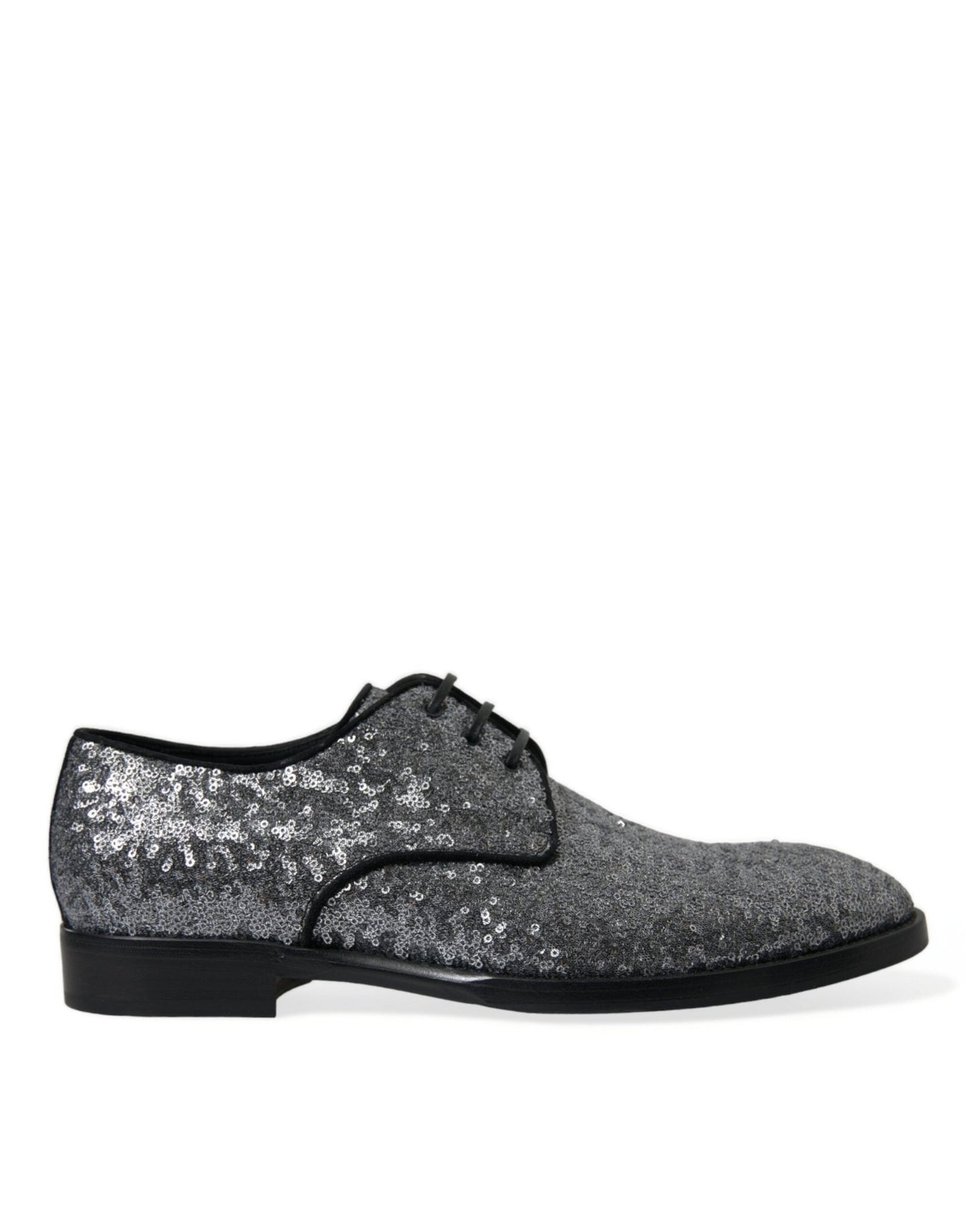 Dolce & Gabbana Silver Sequined Lace Up Men Derby Dress Shoes - SMARTMARTNZ