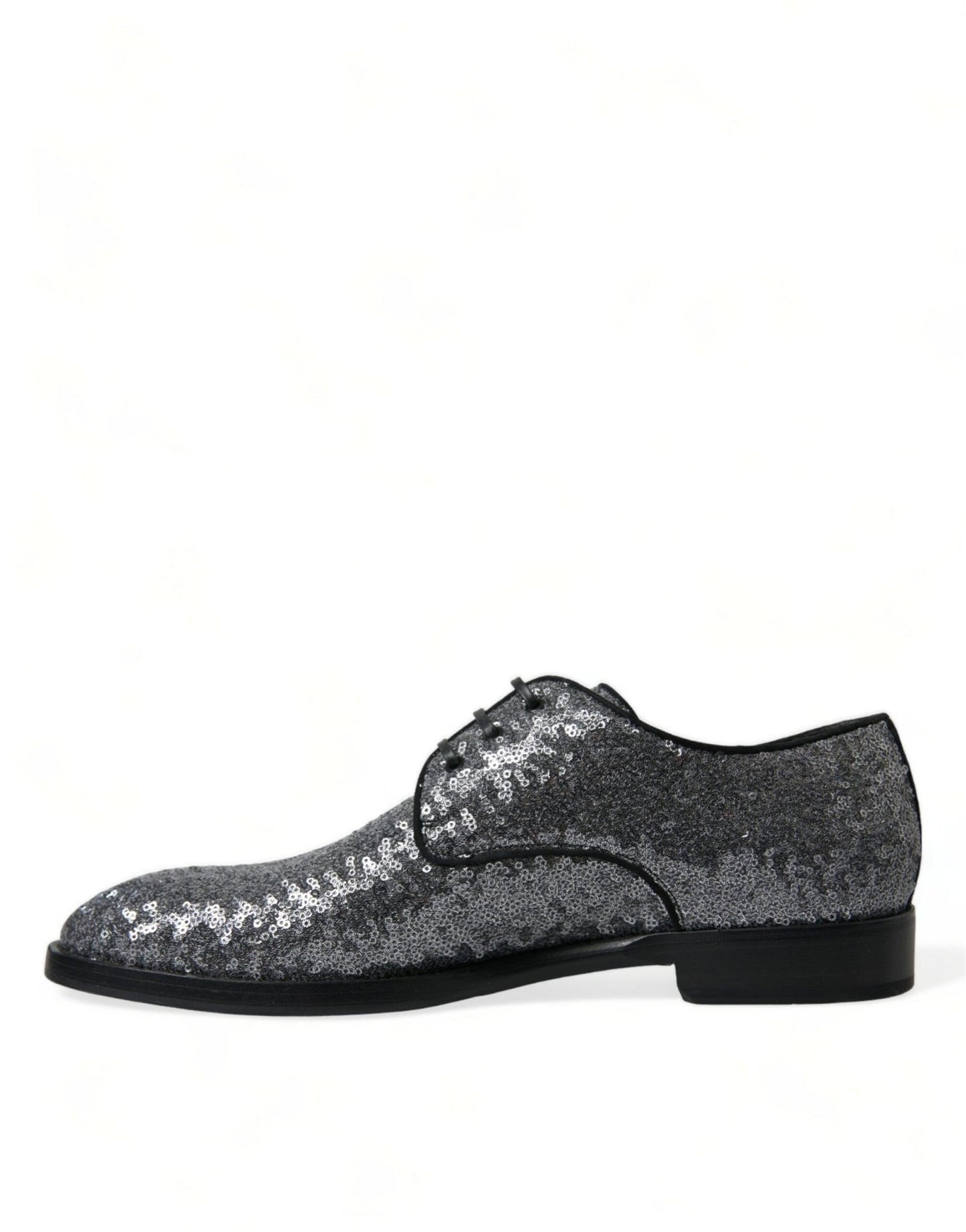 Dolce & Gabbana Silver Sequined Lace Up Men Derby Dress Shoes - SMARTMARTNZ