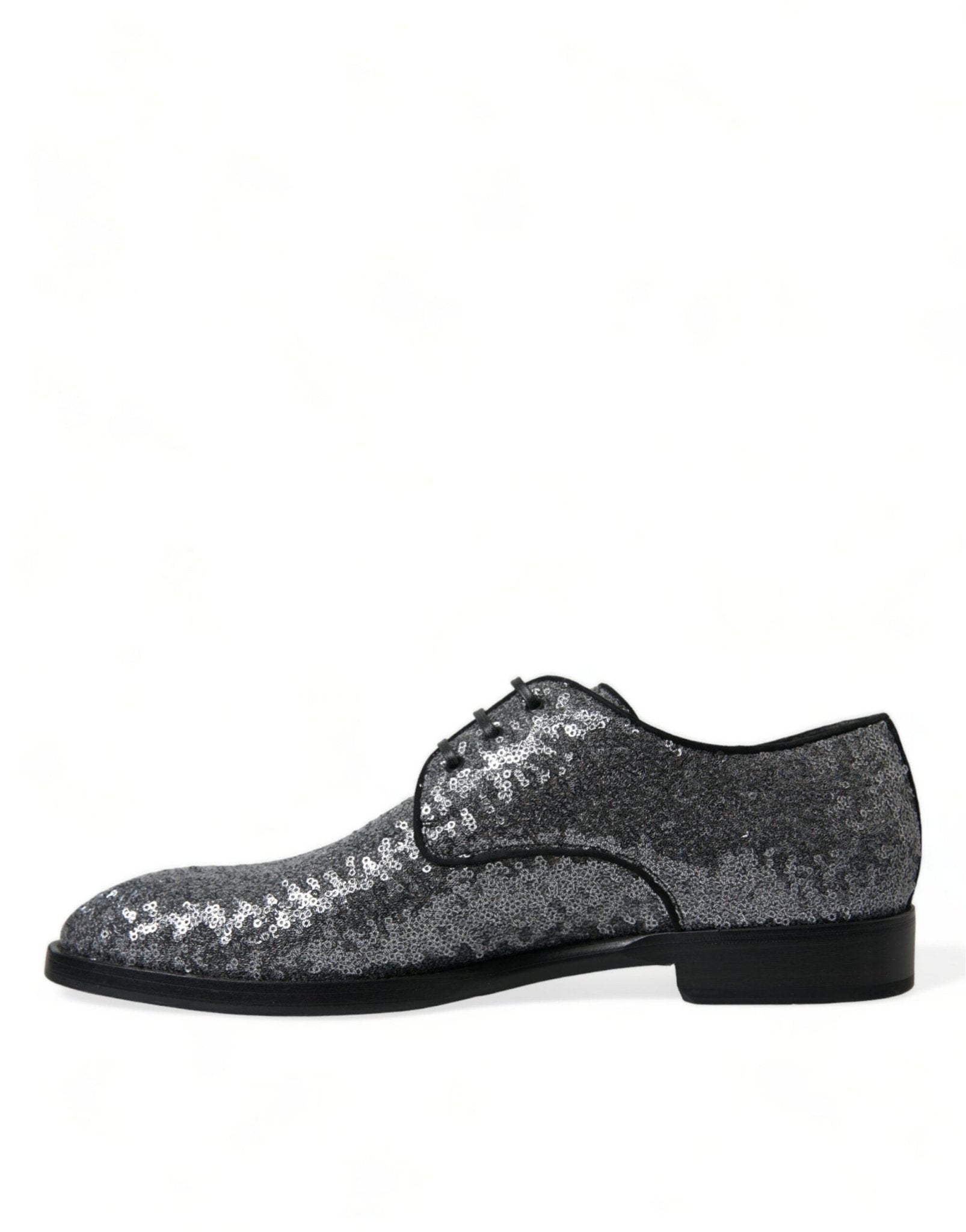 Dolce & Gabbana Silver Sequined Lace Up Men Derby Dress Shoes - SMARTMARTNZ