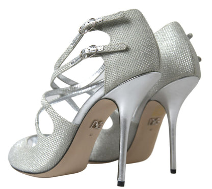 Dolce & Gabbana Silver Shimmers Sandals Heel Pumps Shoes - SMARTMARTNZ