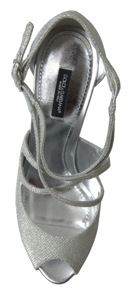 Dolce & Gabbana Silver Shimmers Sandals Heel Pumps Shoes - SMARTMARTNZ