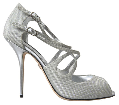 Dolce & Gabbana Silver Shimmers Sandals Heel Pumps Shoes - SMARTMARTNZ
