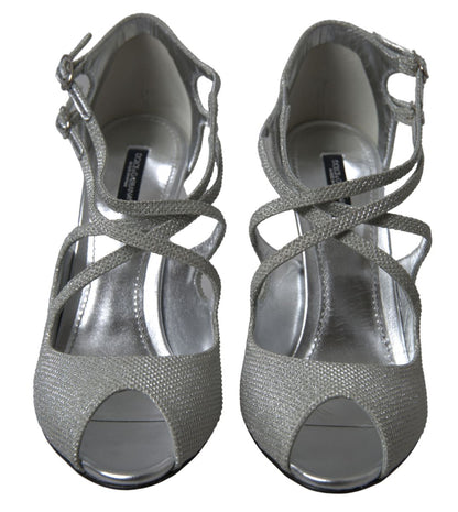 Dolce & Gabbana Silver Shimmers Sandals Heel Pumps Shoes - SMARTMARTNZ
