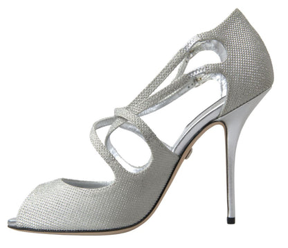 Dolce & Gabbana Silver Shimmers Sandals Heel Pumps Shoes - SMARTMARTNZ