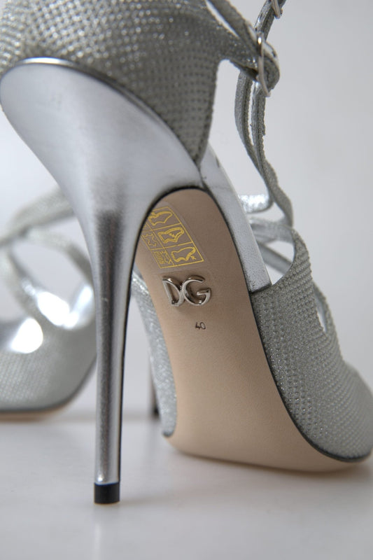 Dolce & Gabbana Silver Shimmers Sandals Heel Pumps Shoes - SMARTMARTNZ