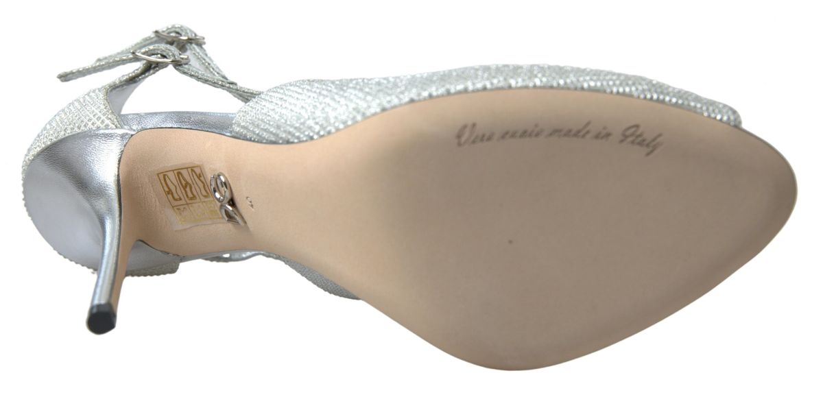 Dolce & Gabbana Silver Shimmers Sandals Heel Pumps Shoes - SMARTMARTNZ