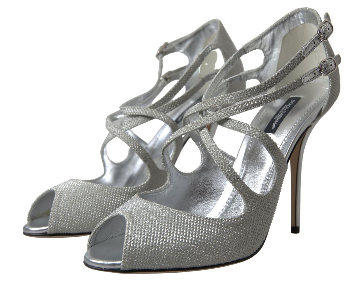 Dolce & Gabbana Silver Shimmers Sandals Heel Pumps Shoes - SMARTMARTNZ