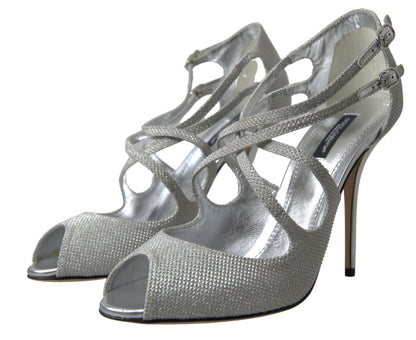Dolce & Gabbana Silver Shimmers Sandals Heel Pumps Shoes - SMARTMARTNZ