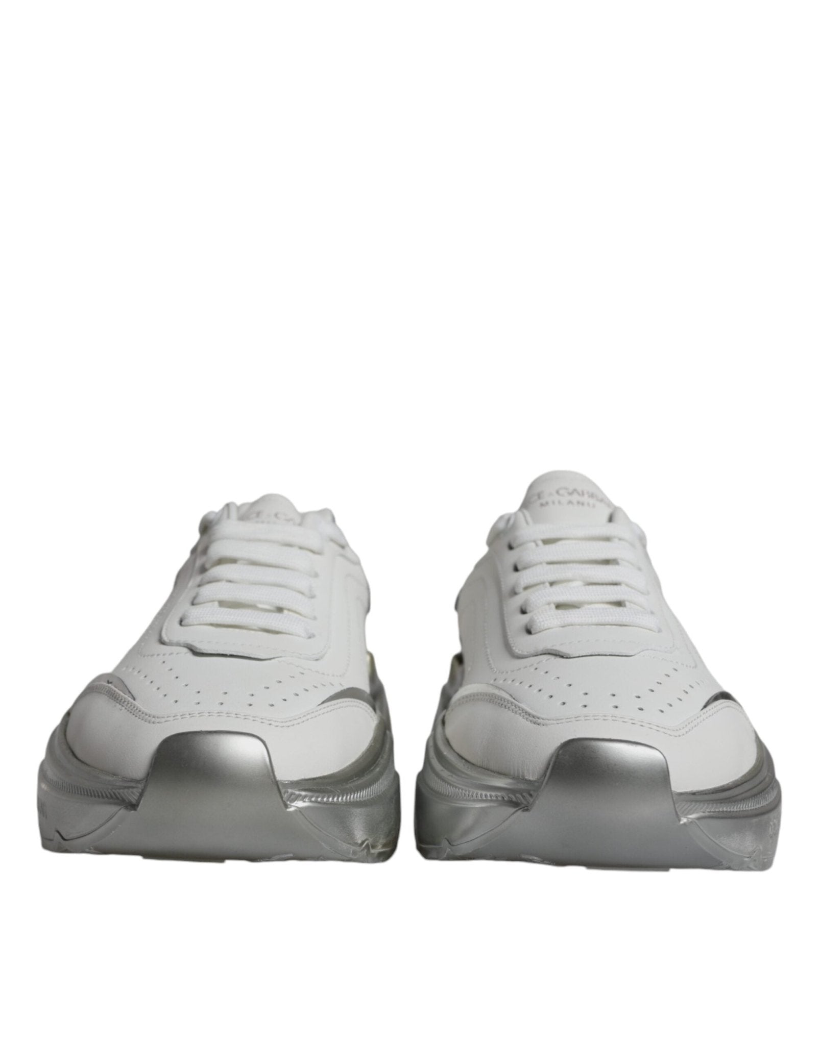 Dolce & Gabbana Silver White Daymaster Low Top Sneakers Shoes - SMARTMARTNZ