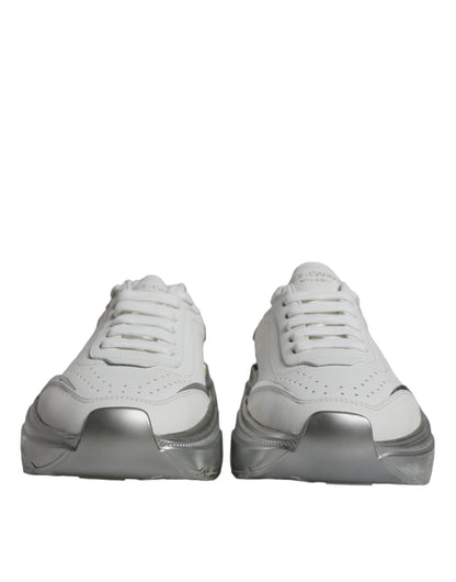Dolce & Gabbana Silver White Daymaster Low Top Sneakers Shoes - SMARTMARTNZ